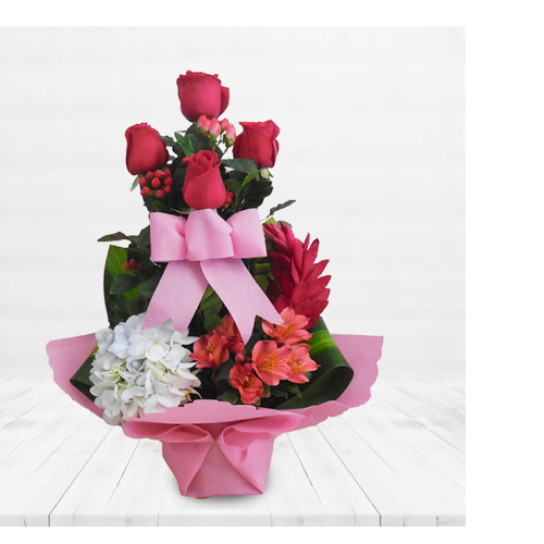 arreglo de 6 rosas