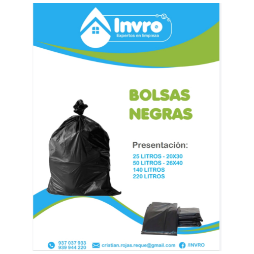 BOLSAS PARA BASURA - NEGRAS - 140 LITROS